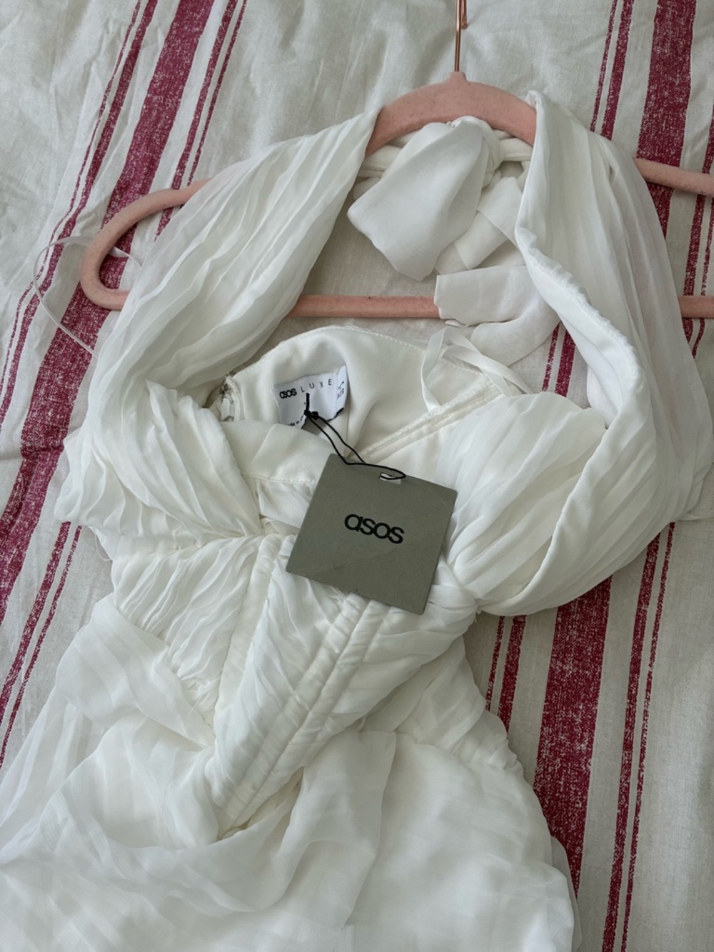 ASOS White Ruffled Halter Mini Dress - Picture 7 of 7